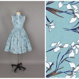 HeartsandFound One of Kind Custom Mandarin Collar Pin Up Vintage 1950s Dress SM